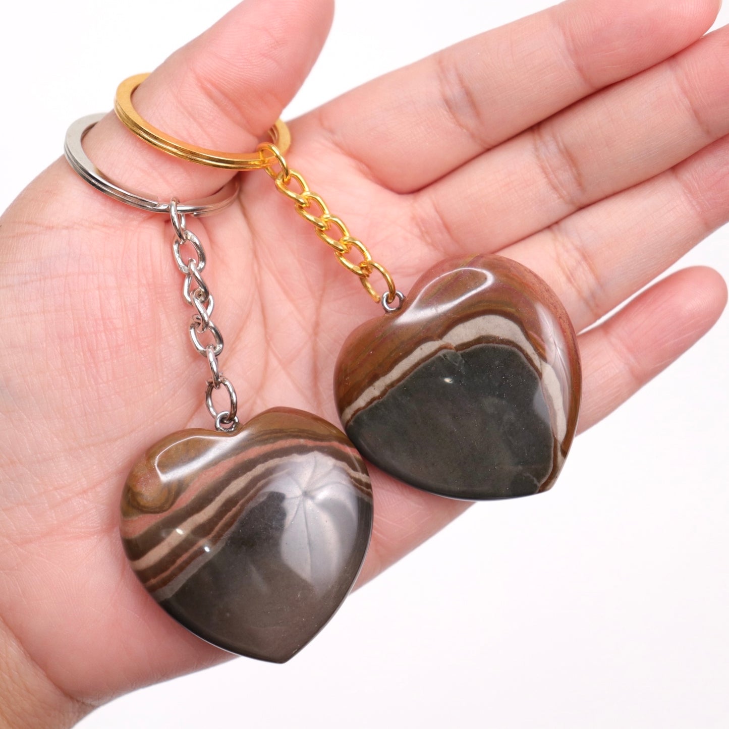Polychrome Heart Keychains