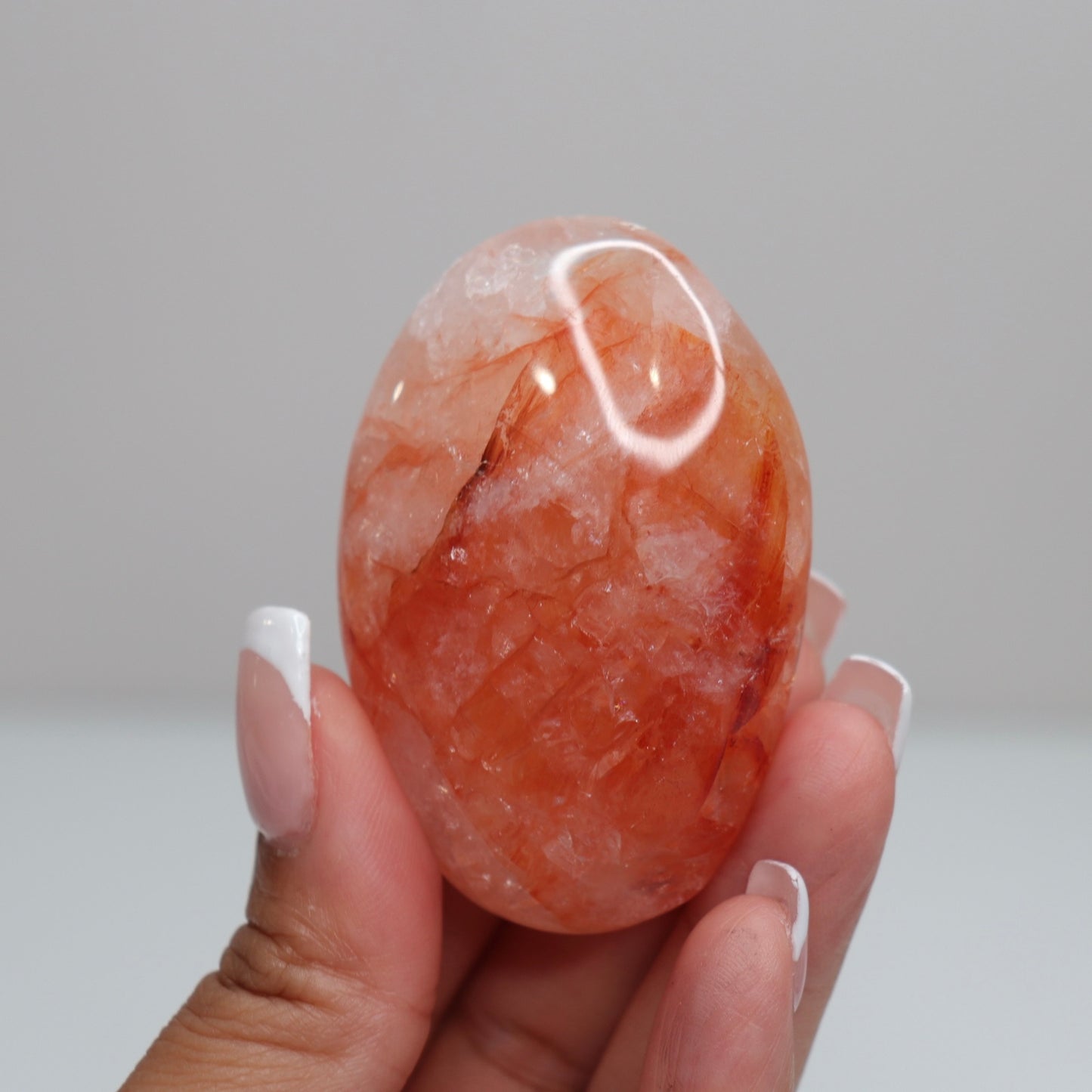 Hematoid Quartz Palm Stone | 17*