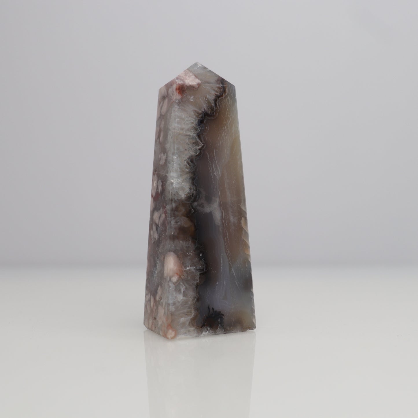 Black Flower Agate & Quartz Tower | 7