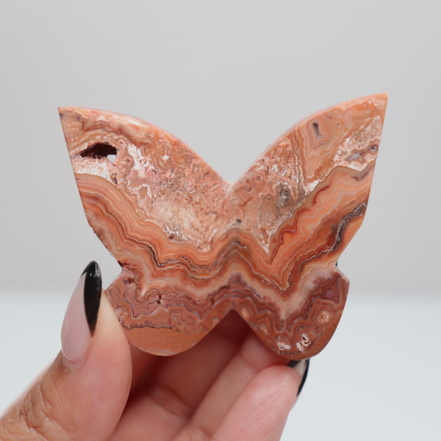 3D Pink Lace Agate Butterfly | M