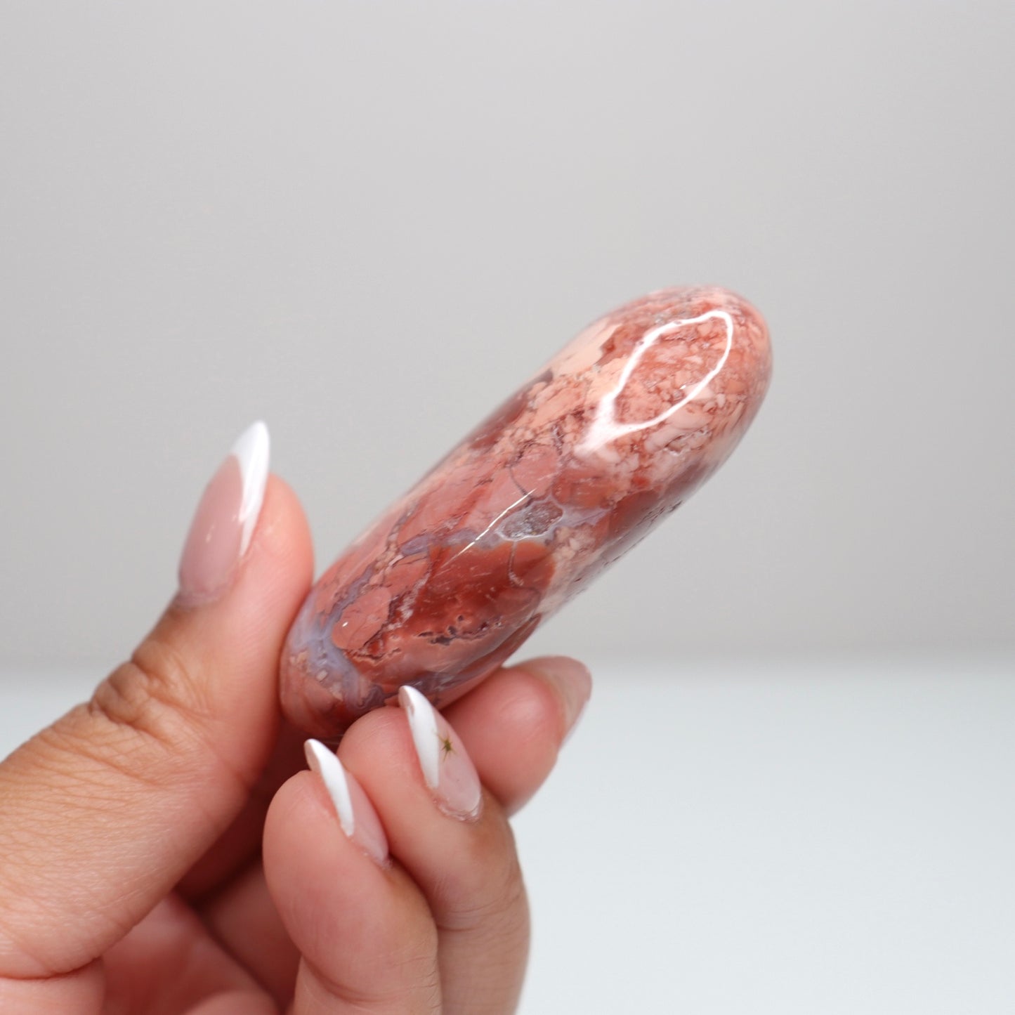 Pink Agate Palm Stone F