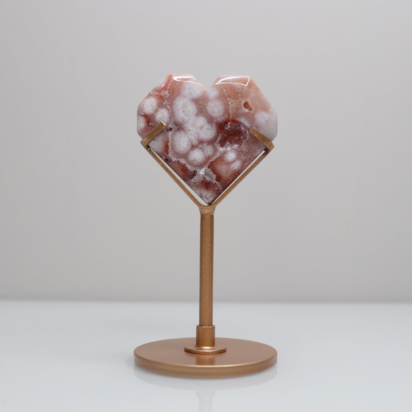 Flower Agate Heart w/ Stand | 5