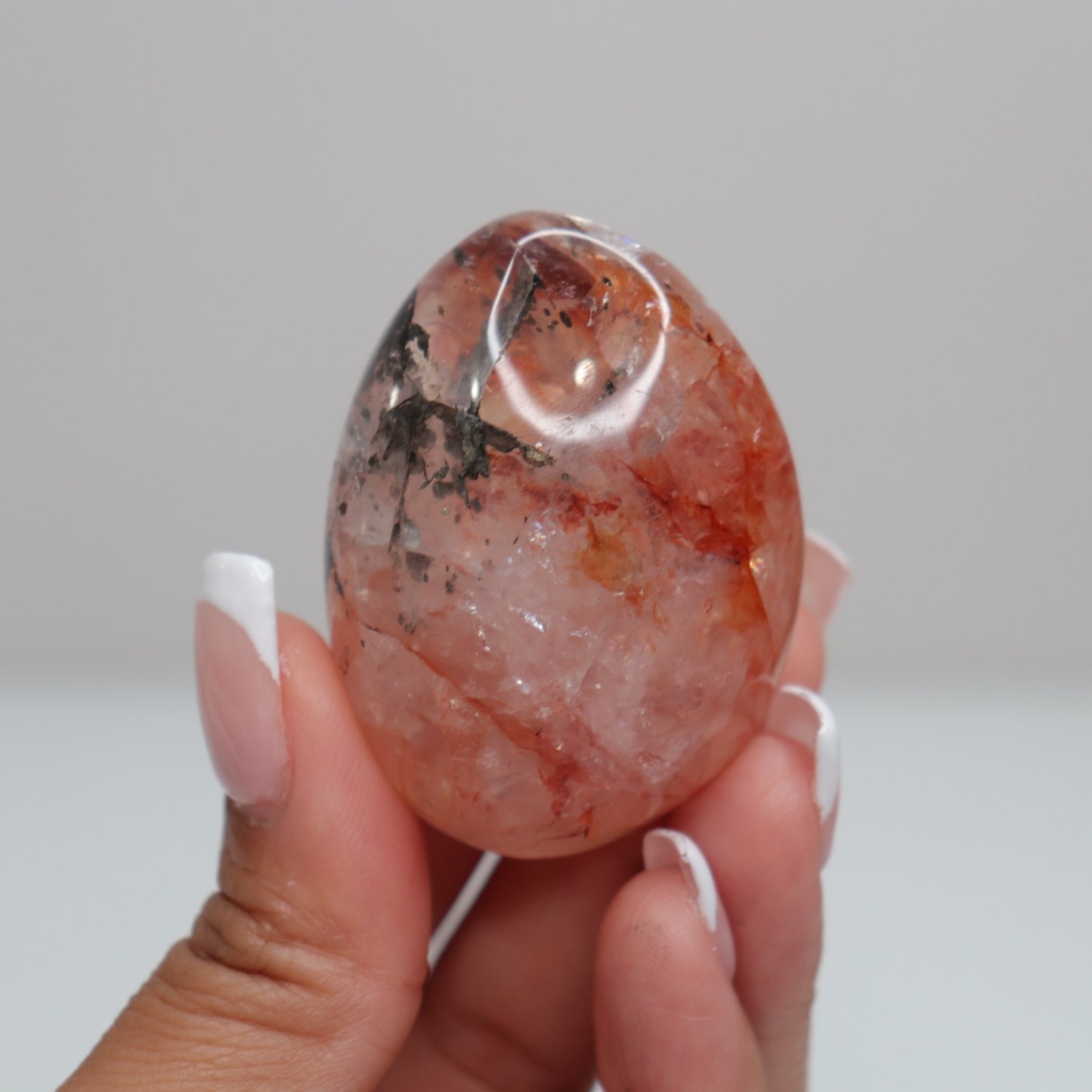 Hematoid Quartz w/Pyrite Palm Stone | 12