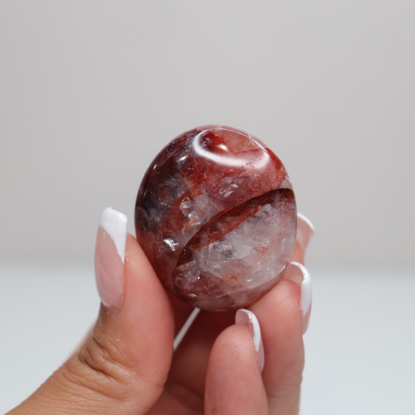 Hematoid Quartz Palm Stone | 4
