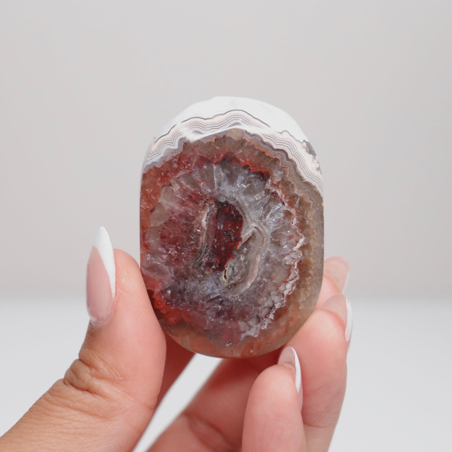 Mexican Lace Agate Palm Stone Q