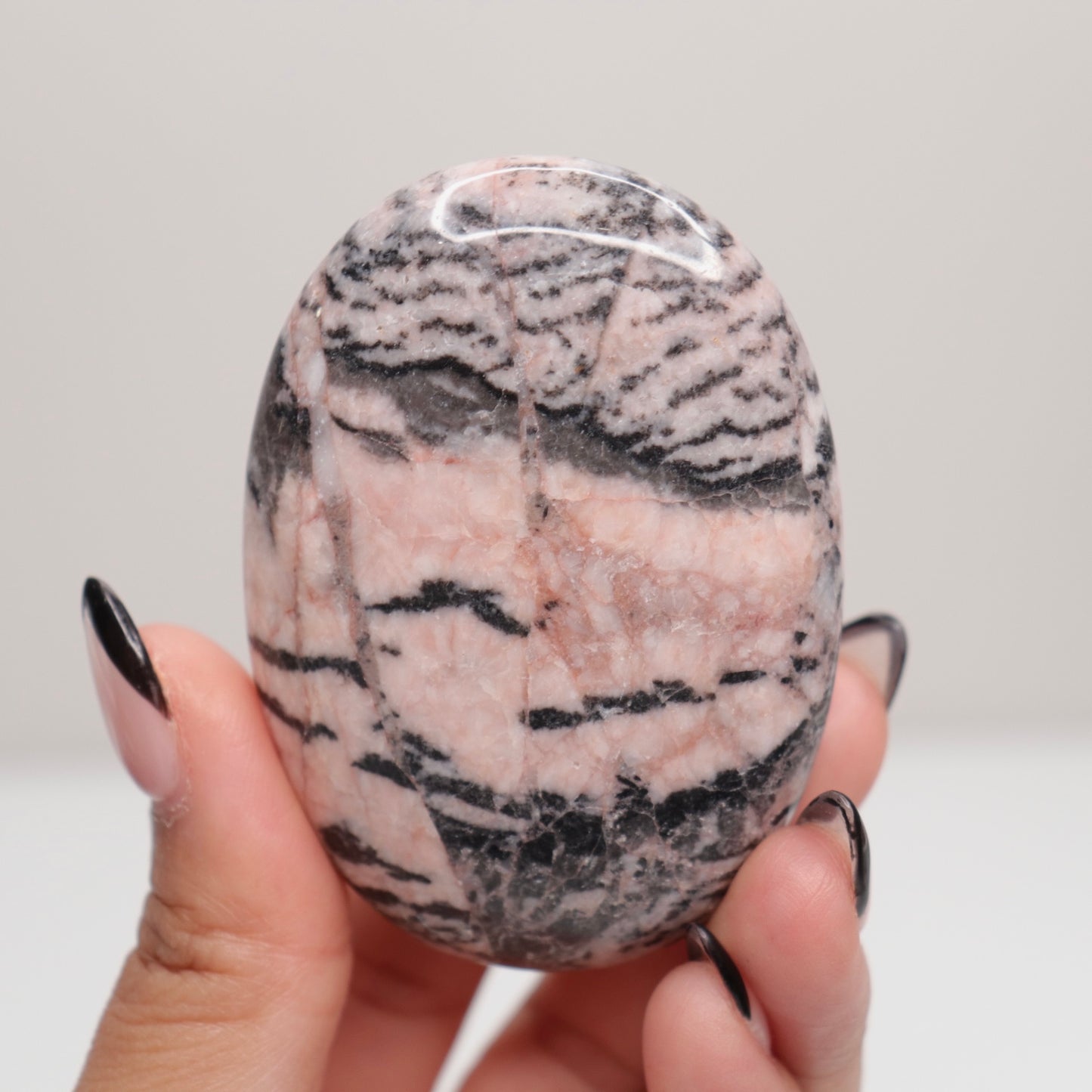 Pink Zebra Jasper Palm Stone | G