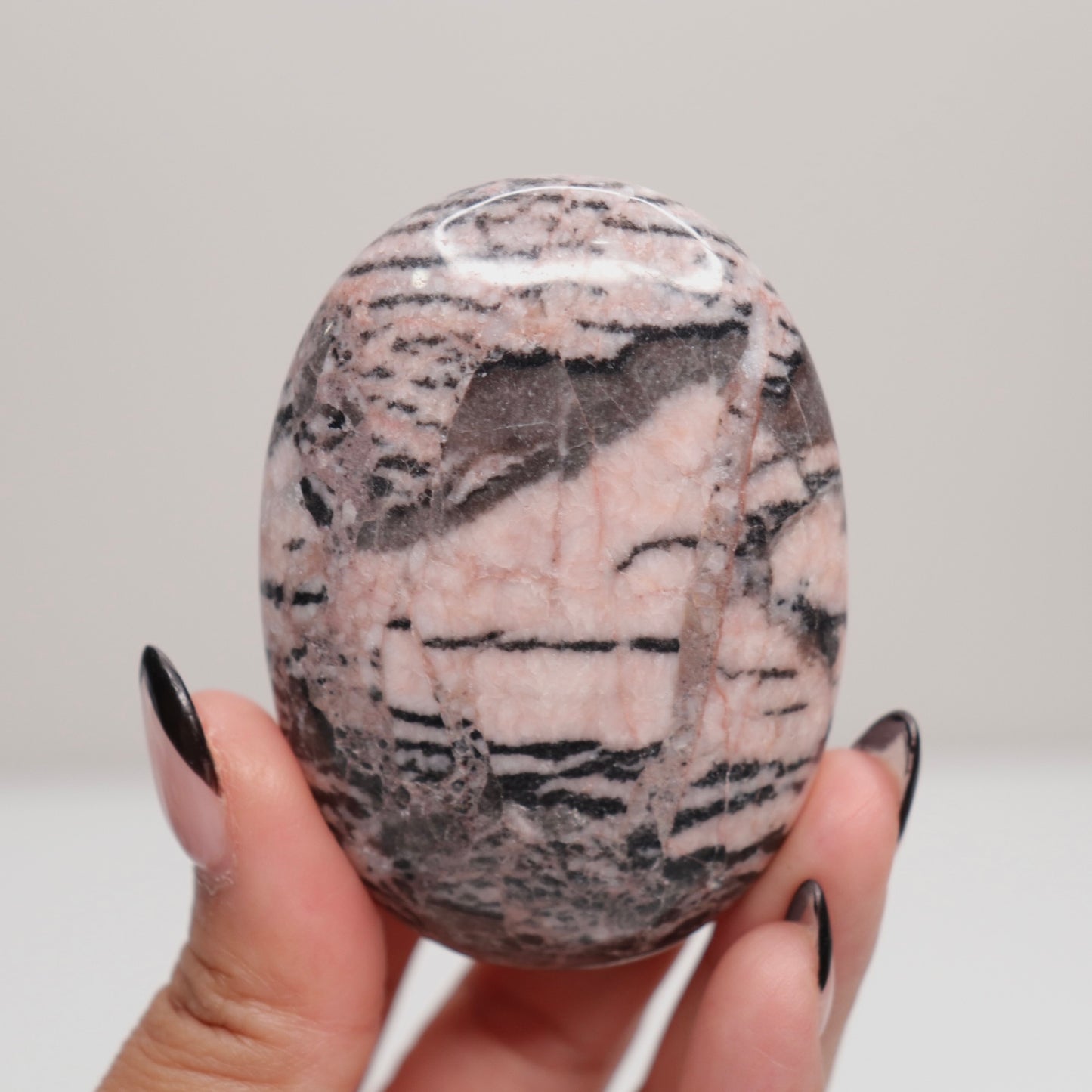 Pink Zebra Jasper Palm Stone | G