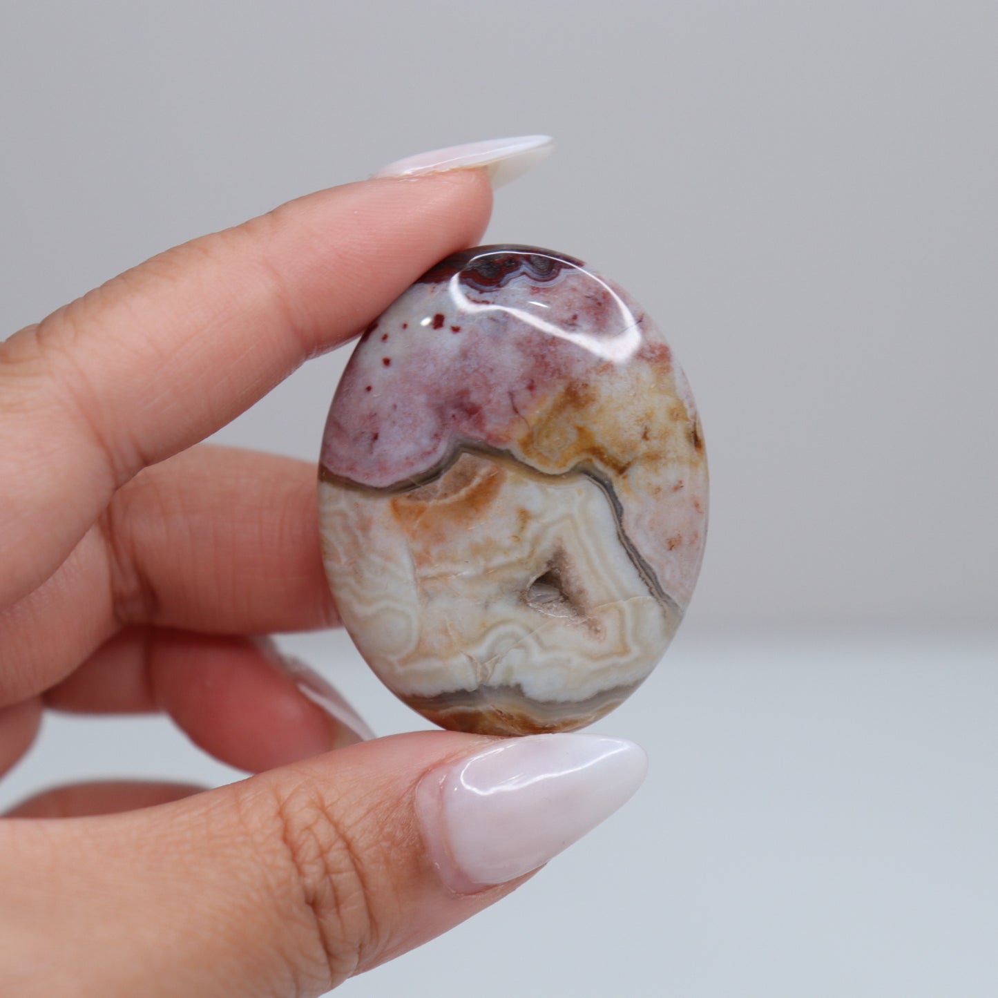 Mexican Lace Agate Palm Stone | 53