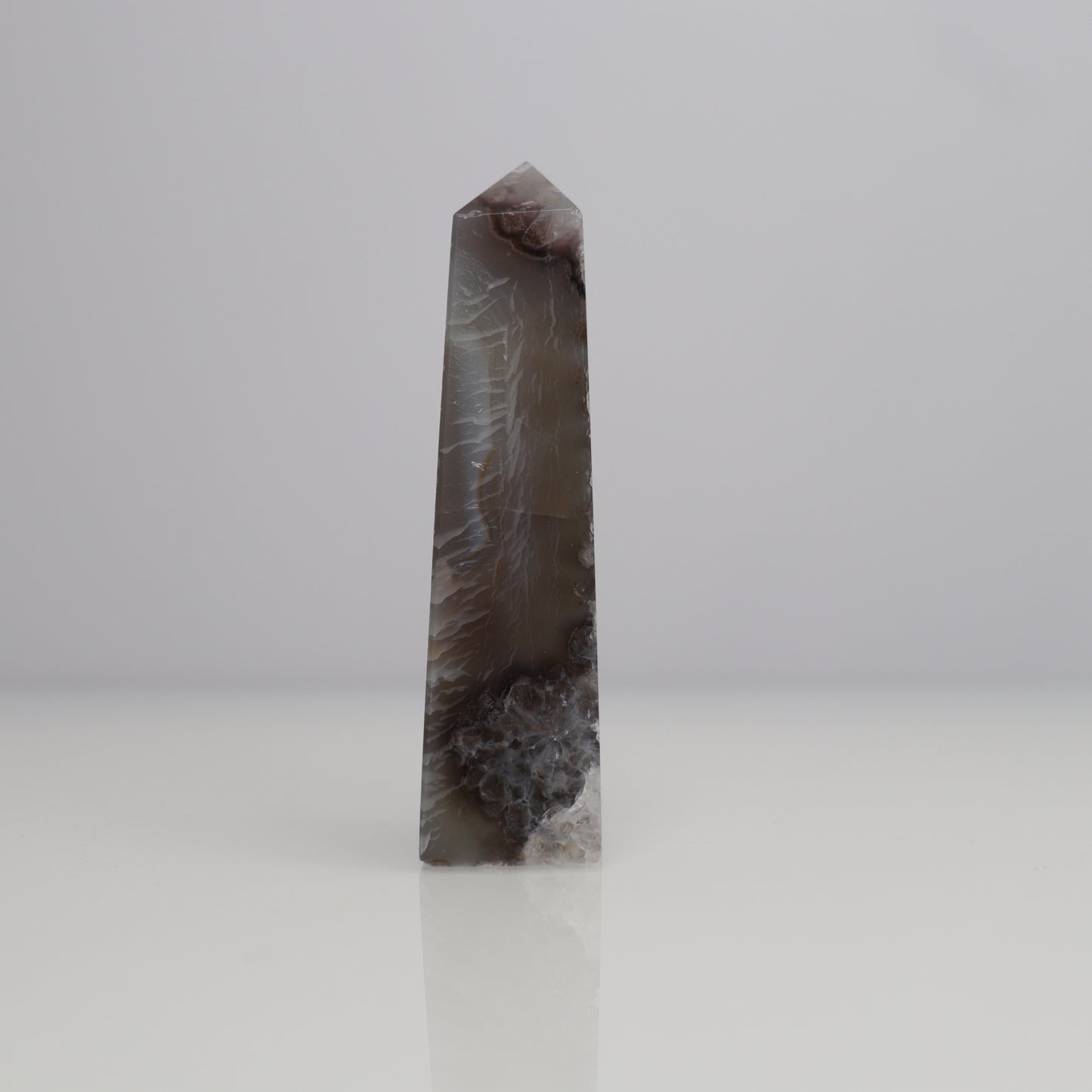 Black Flower Agate & Quartz Tower | 7