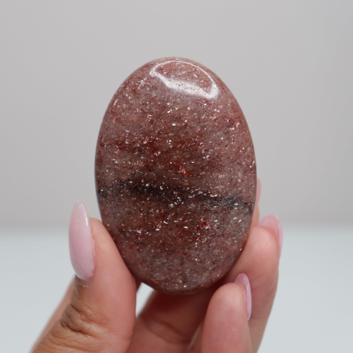 Strawberry Quartz Palm Stone | B