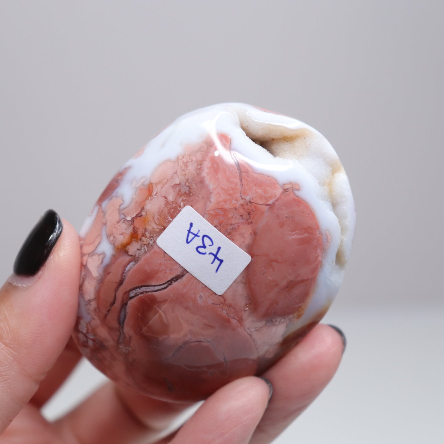 Pink Agate Palm Stone | 6