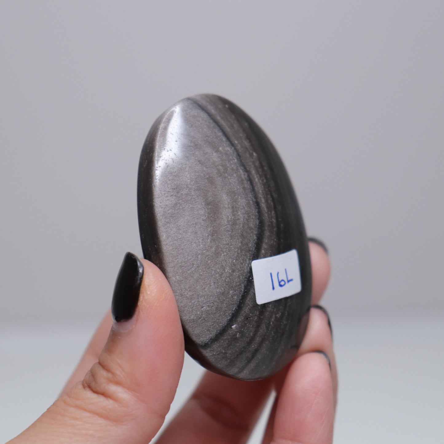 Silver Sheen Obsidian Palm Stone | 2