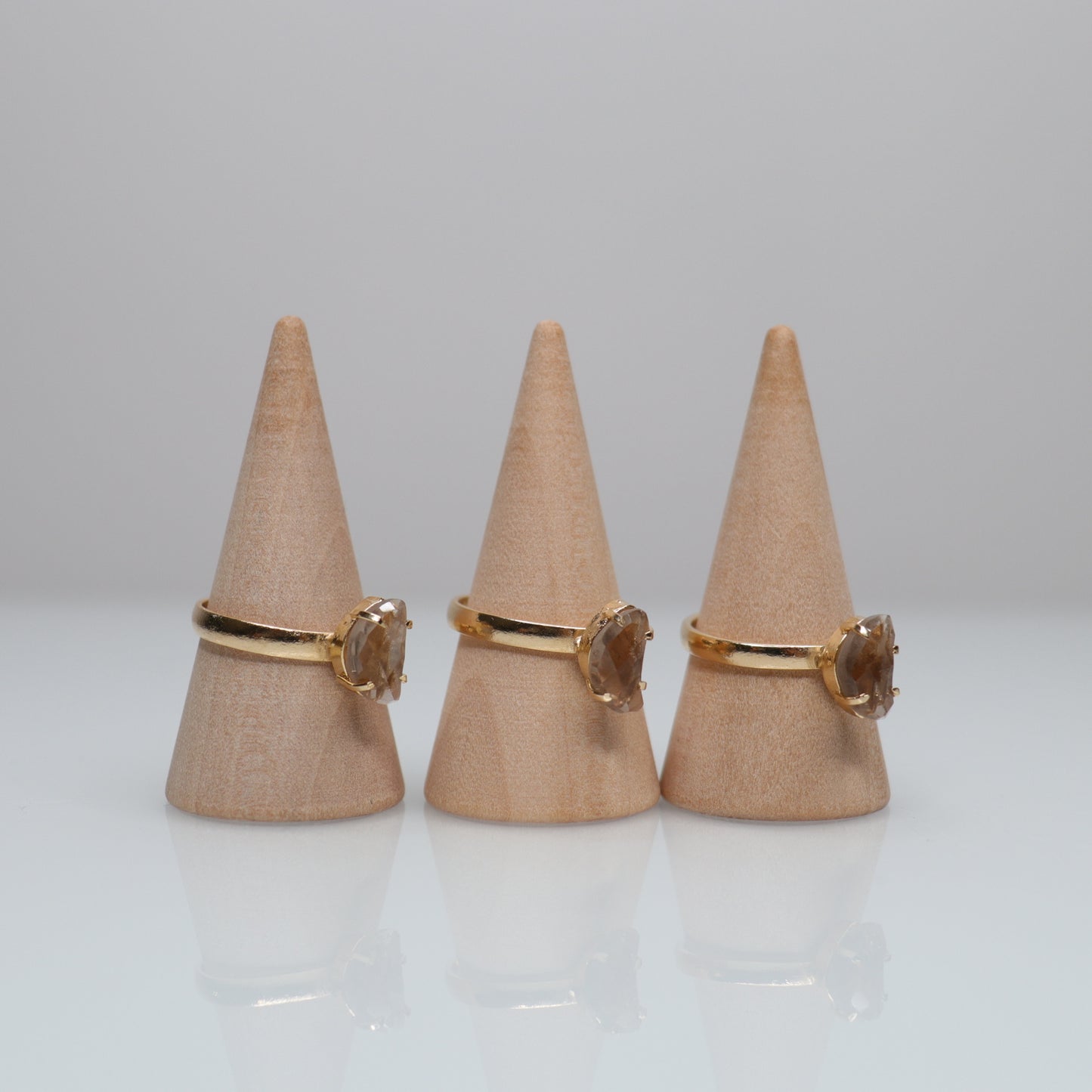18k Plated Faceted Smoky Quartz Rings