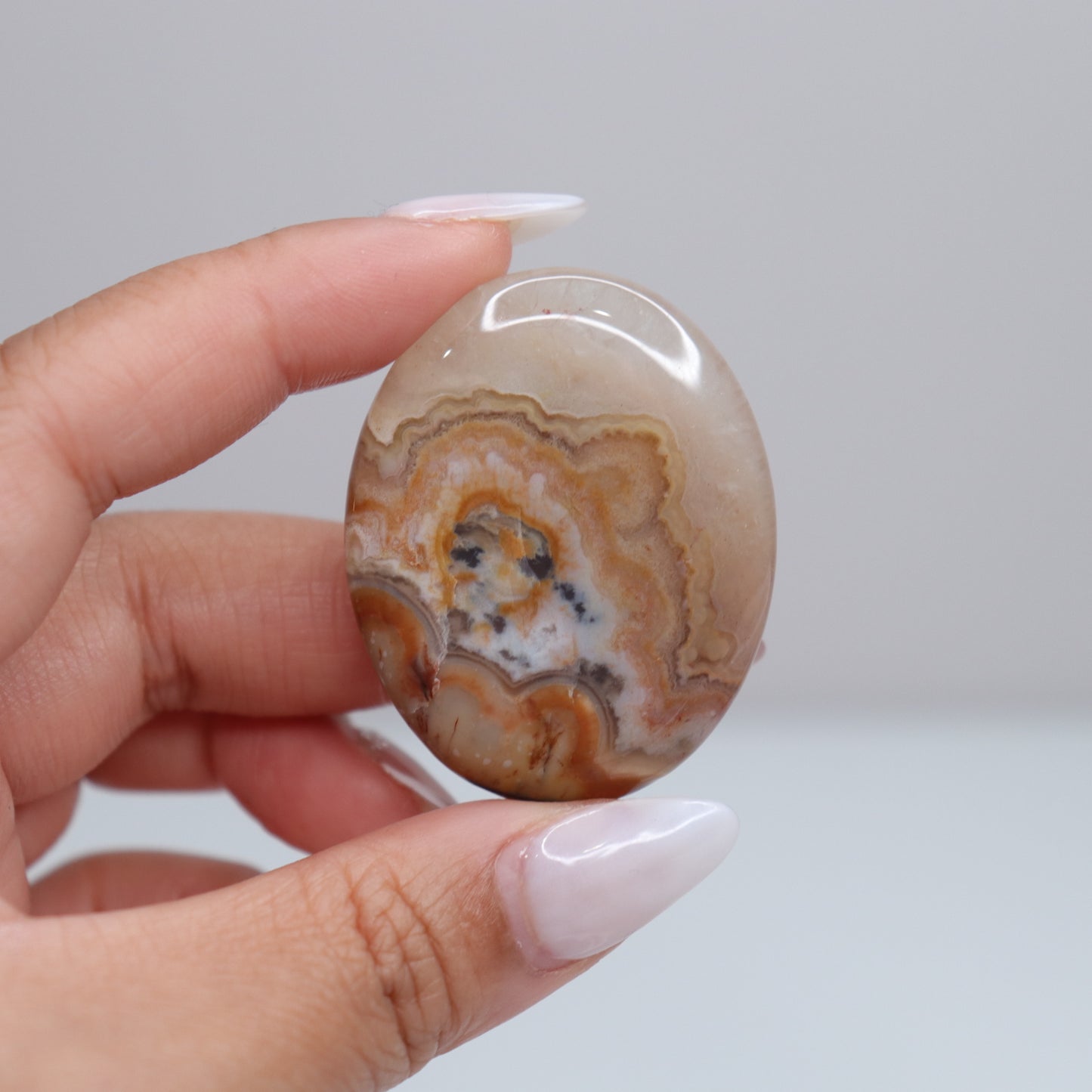 Mexican Lace Agate Palm Stone | 48