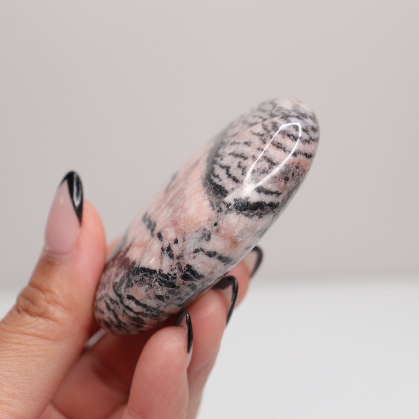 Pink Zebra Jasper Palm Stone | G