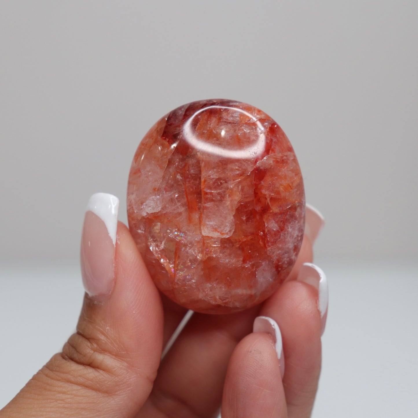 Hematoid Quartz Palm Stone | 7