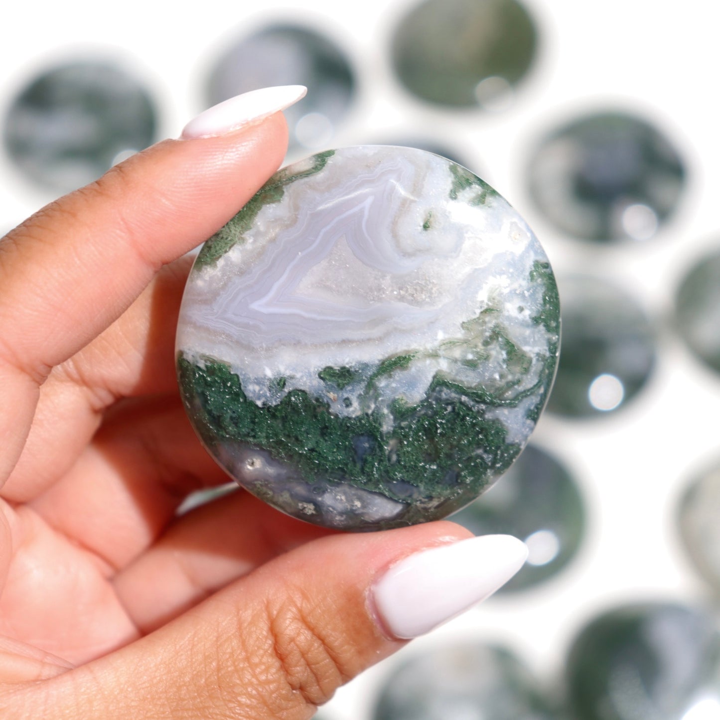 Moss Agate Flat Stones