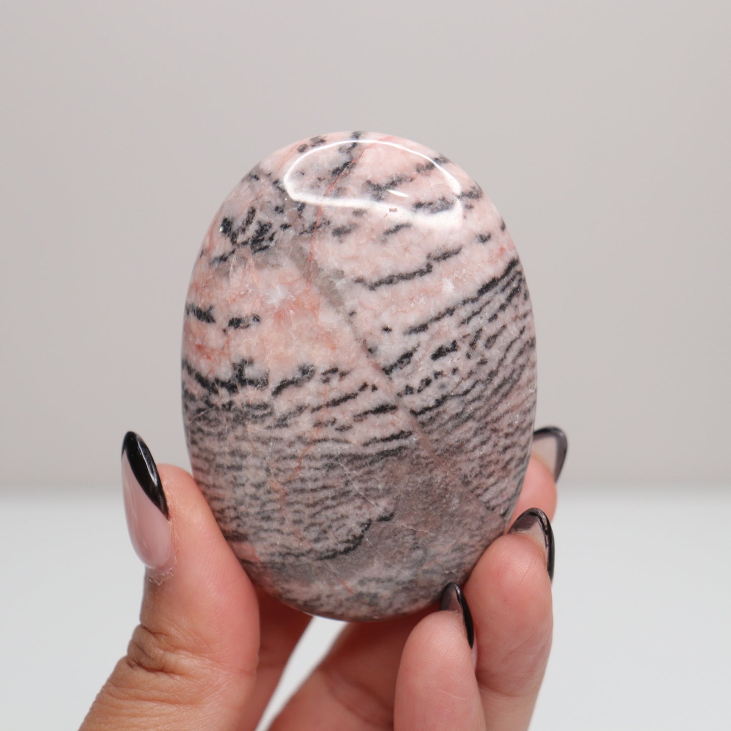 Pink Zebra Jasper Palm Stone | A