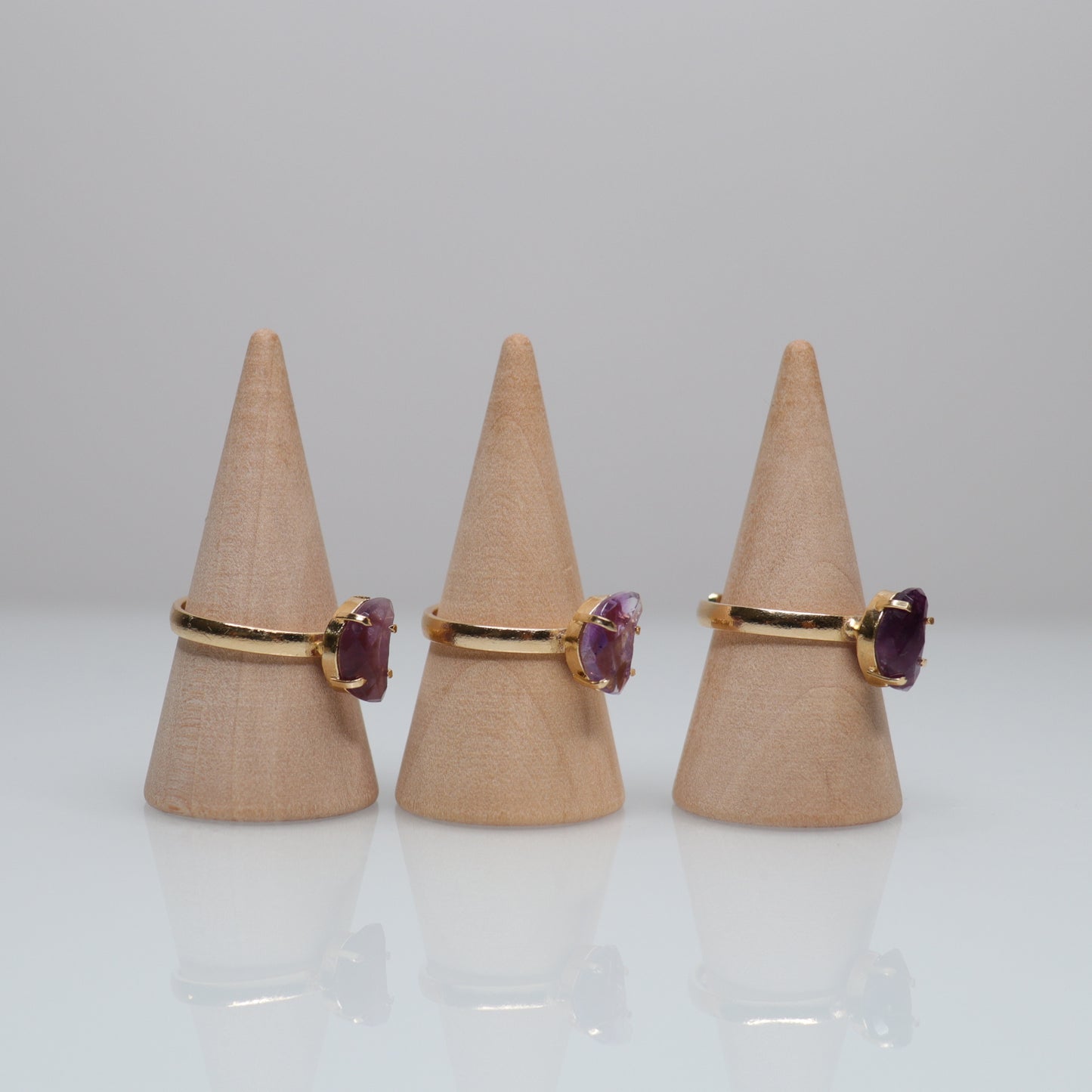 18k Gold Plated Faceted Amethyst Rings