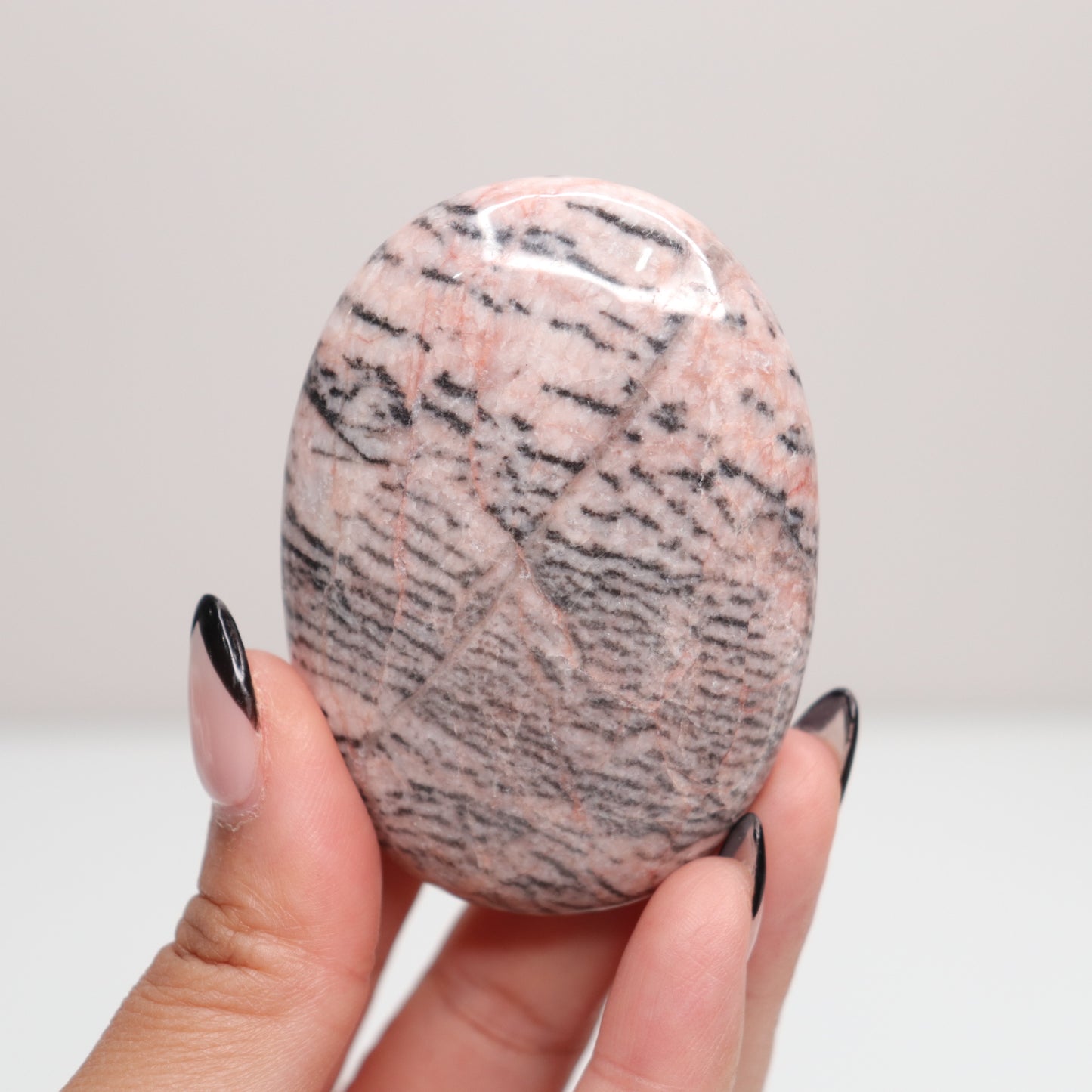 Pink Zebra Jasper Palm Stone | A