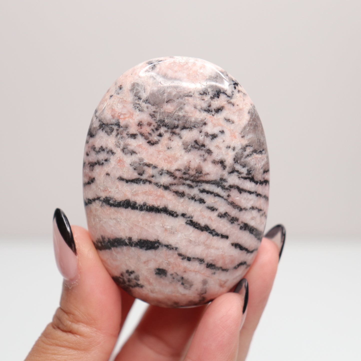 Pink Zebra Jasper Palm Stone | D