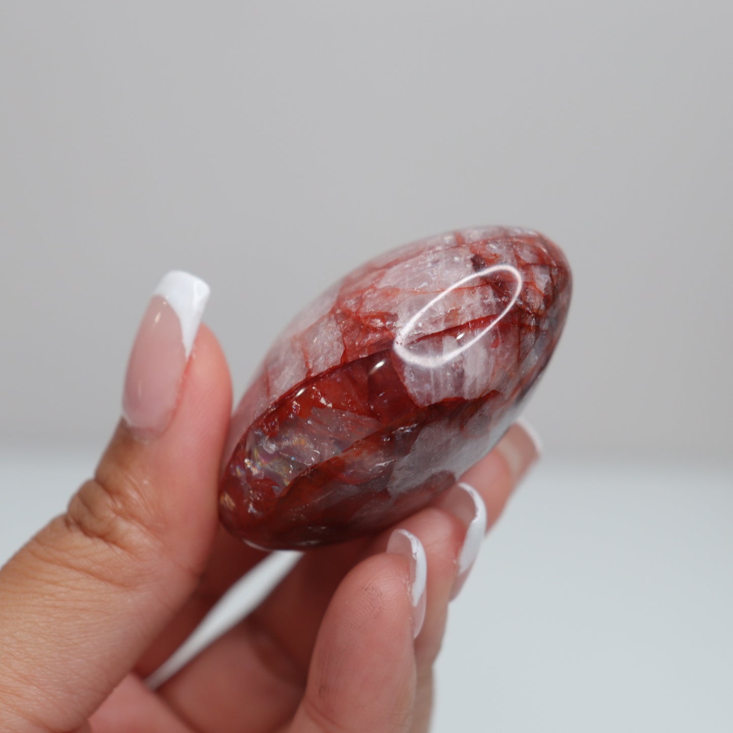 Hematoid Quartz Palm Stone | 16