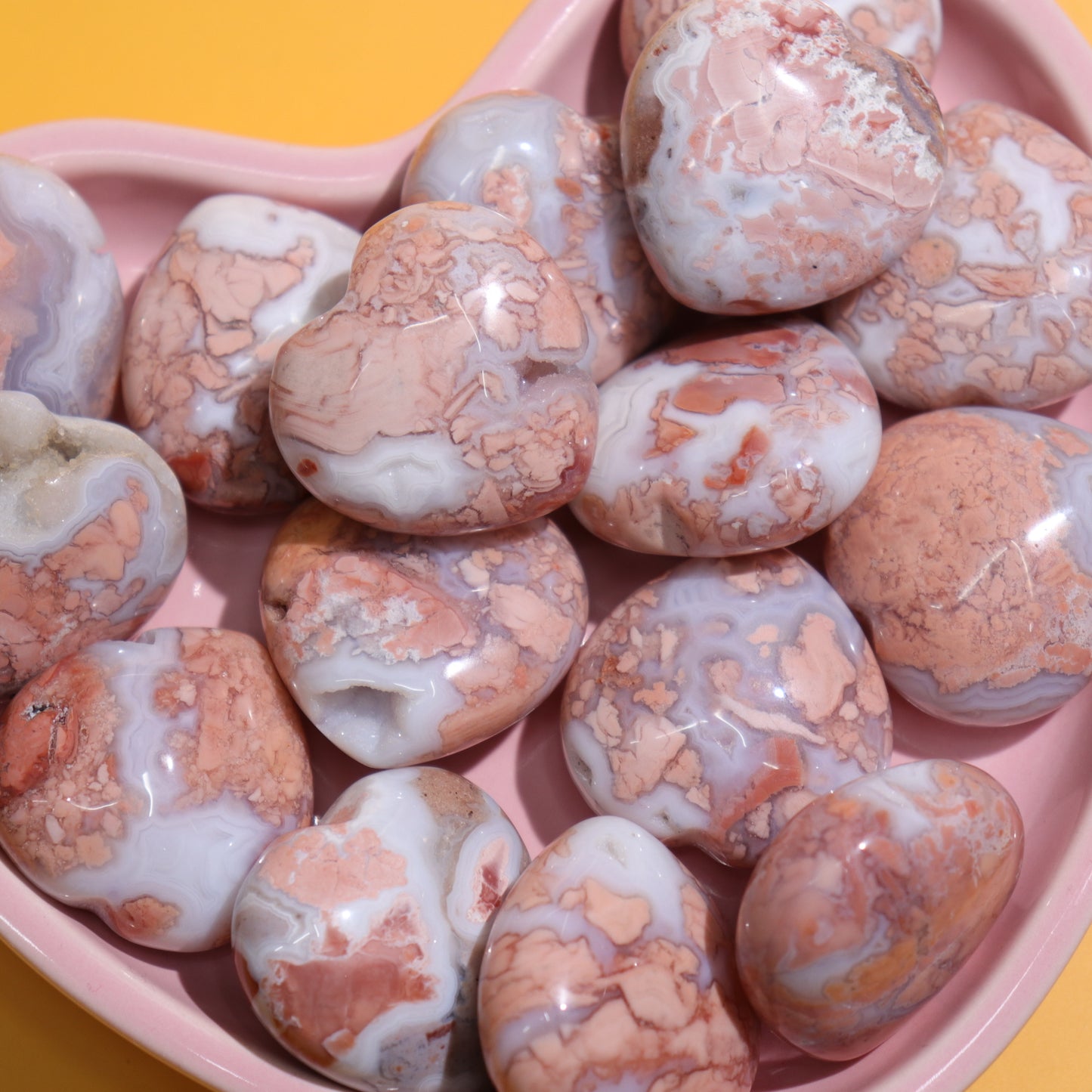 Pink Agate Hearts