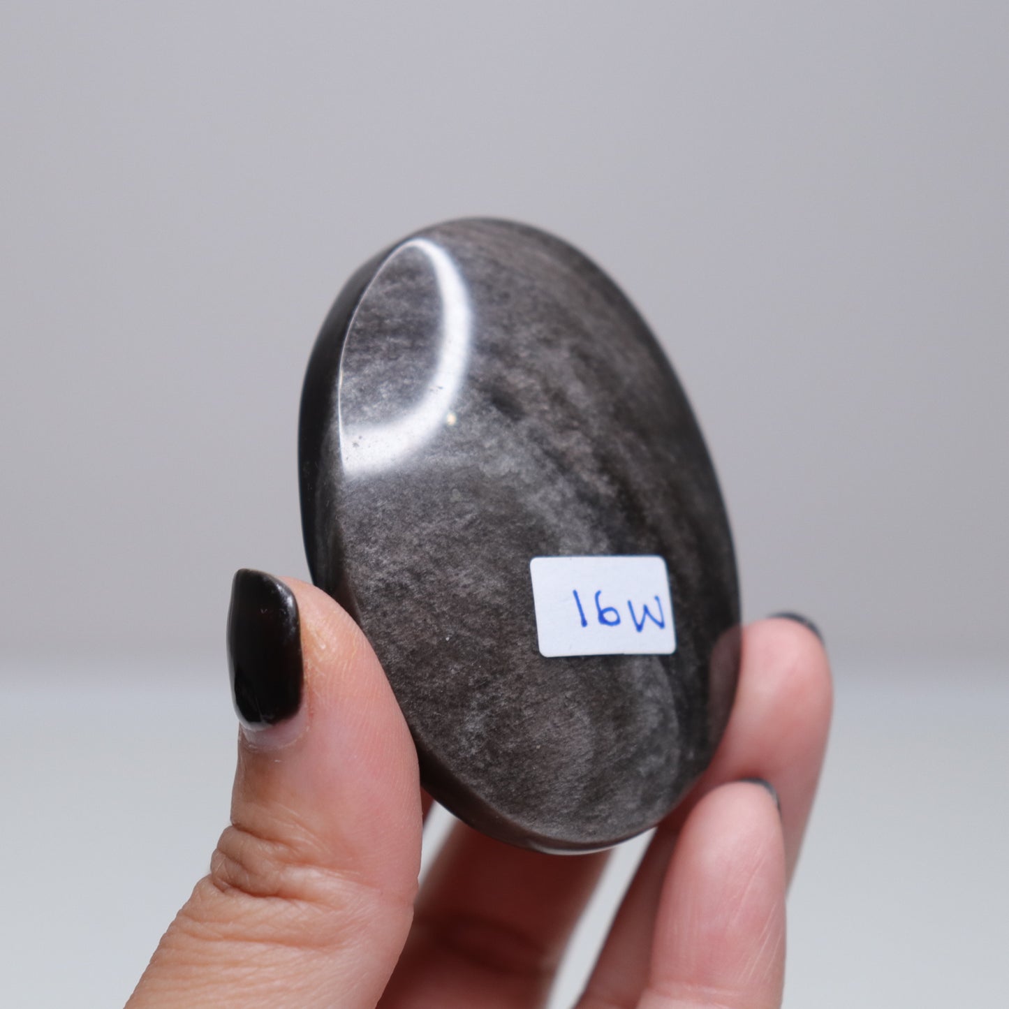 Silver Sheen Obsidian Palm Stone | 8