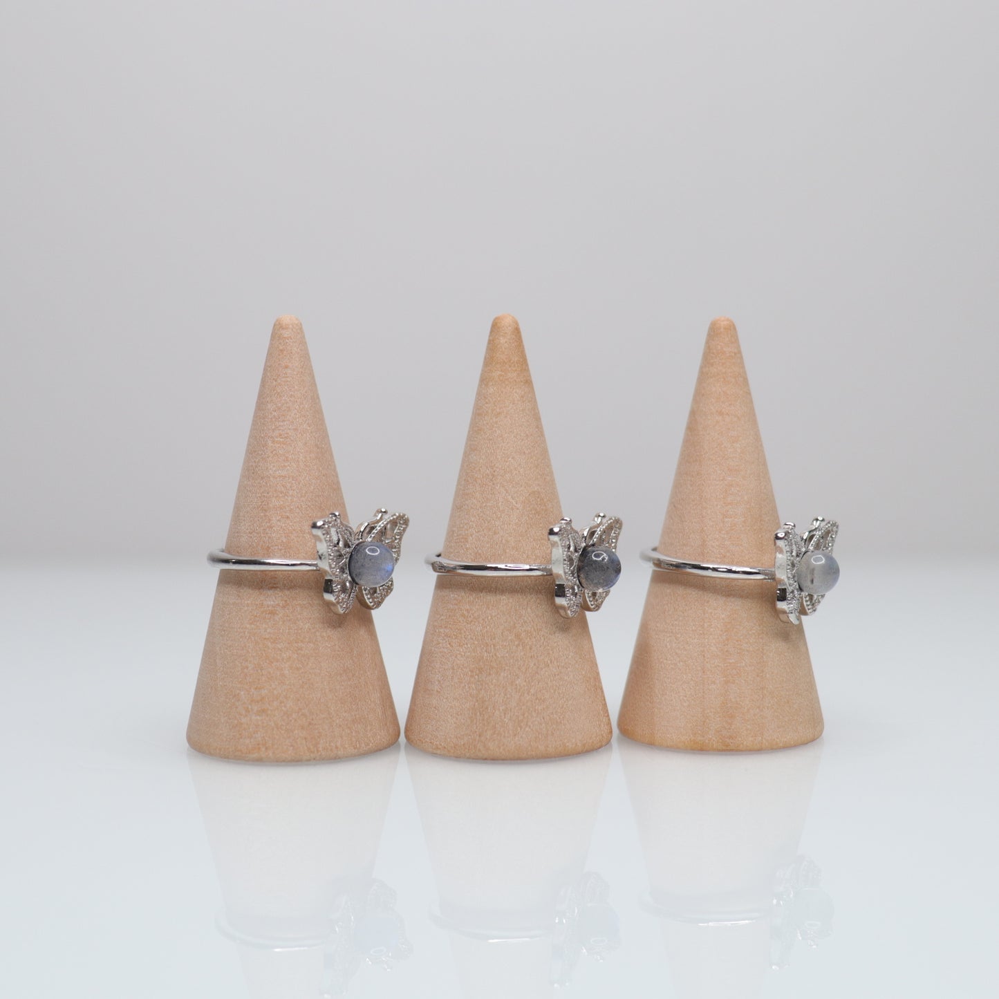 Labradorite Butterfly Rings