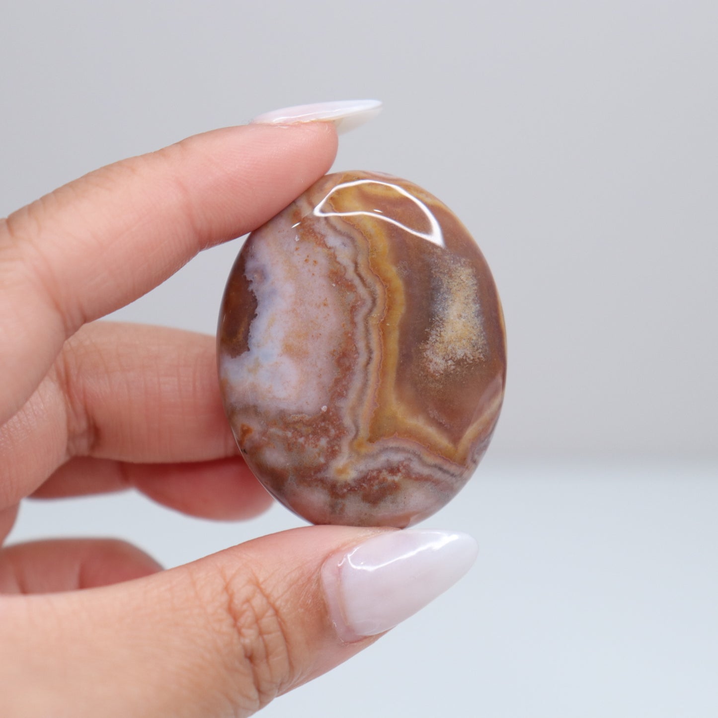 Mexican Lace Agate Palm Stone | 39