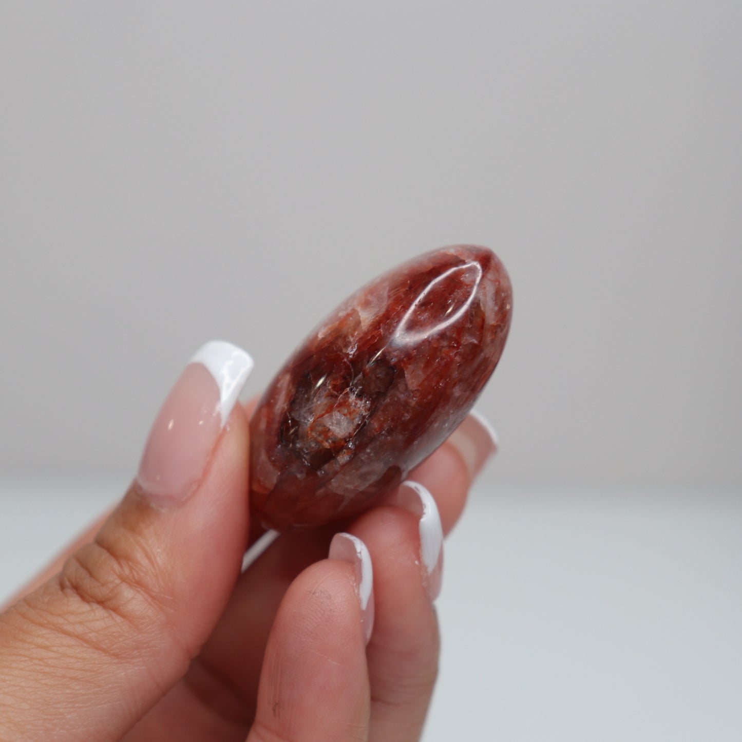 Hematoid Quartz Palm Stone | 3