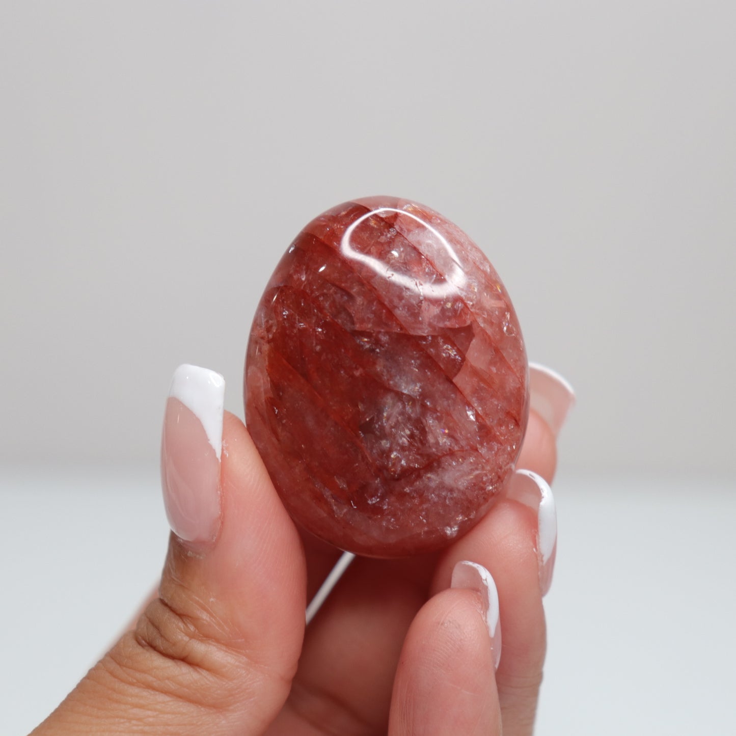 Hematoid Quartz Palm Stone | 5