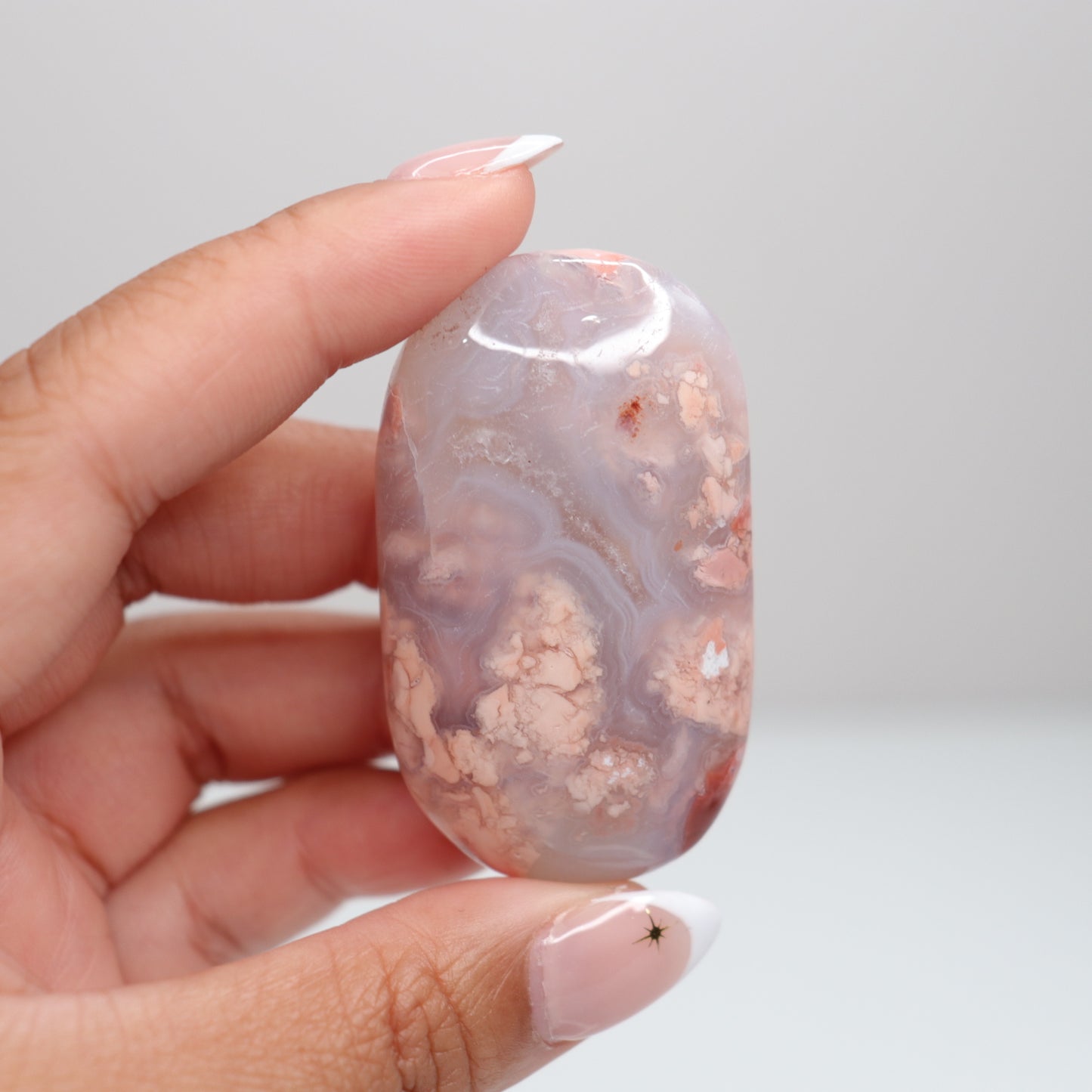 Pink Agate Palm Stone B