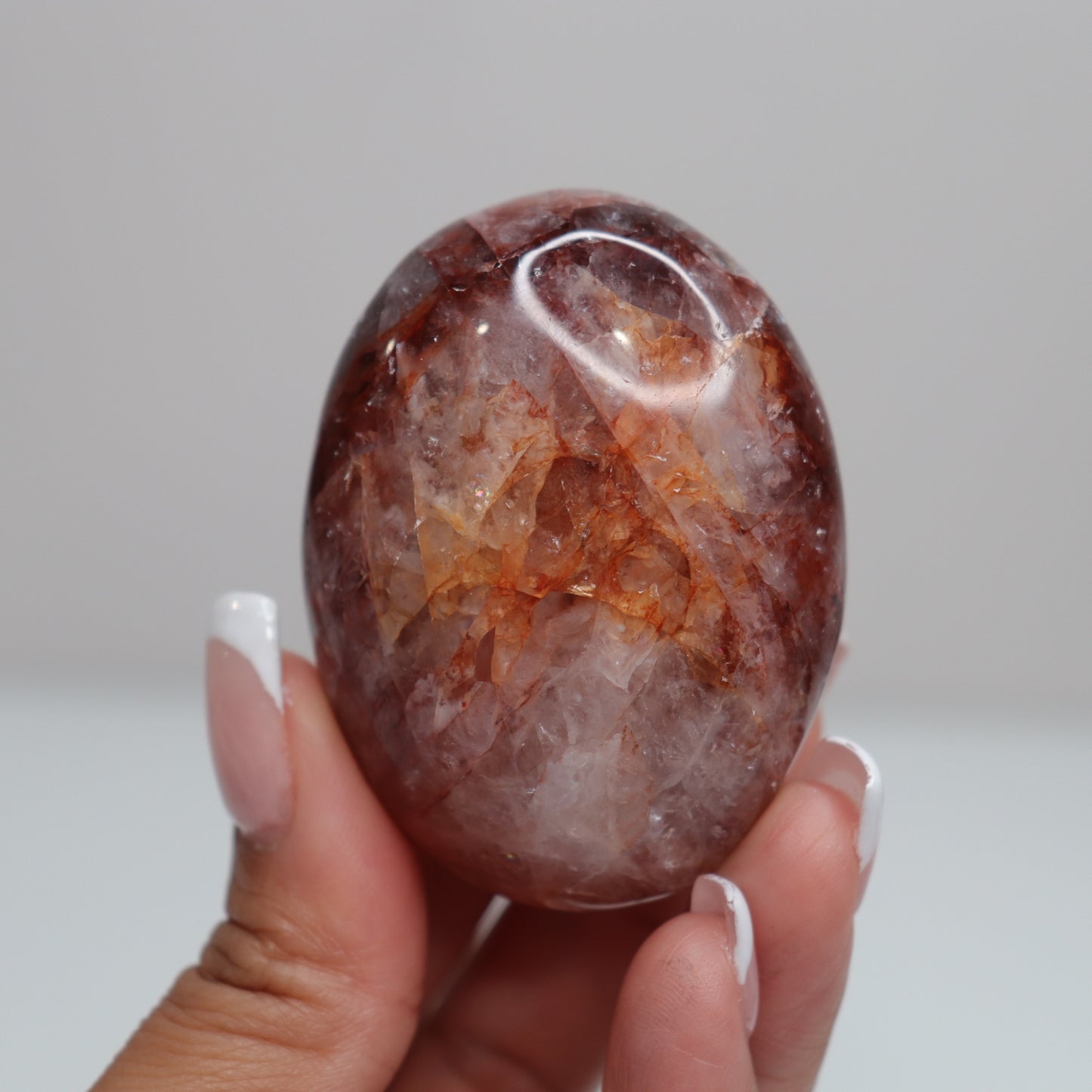 Hematoid Quartz Palm Stone | 19