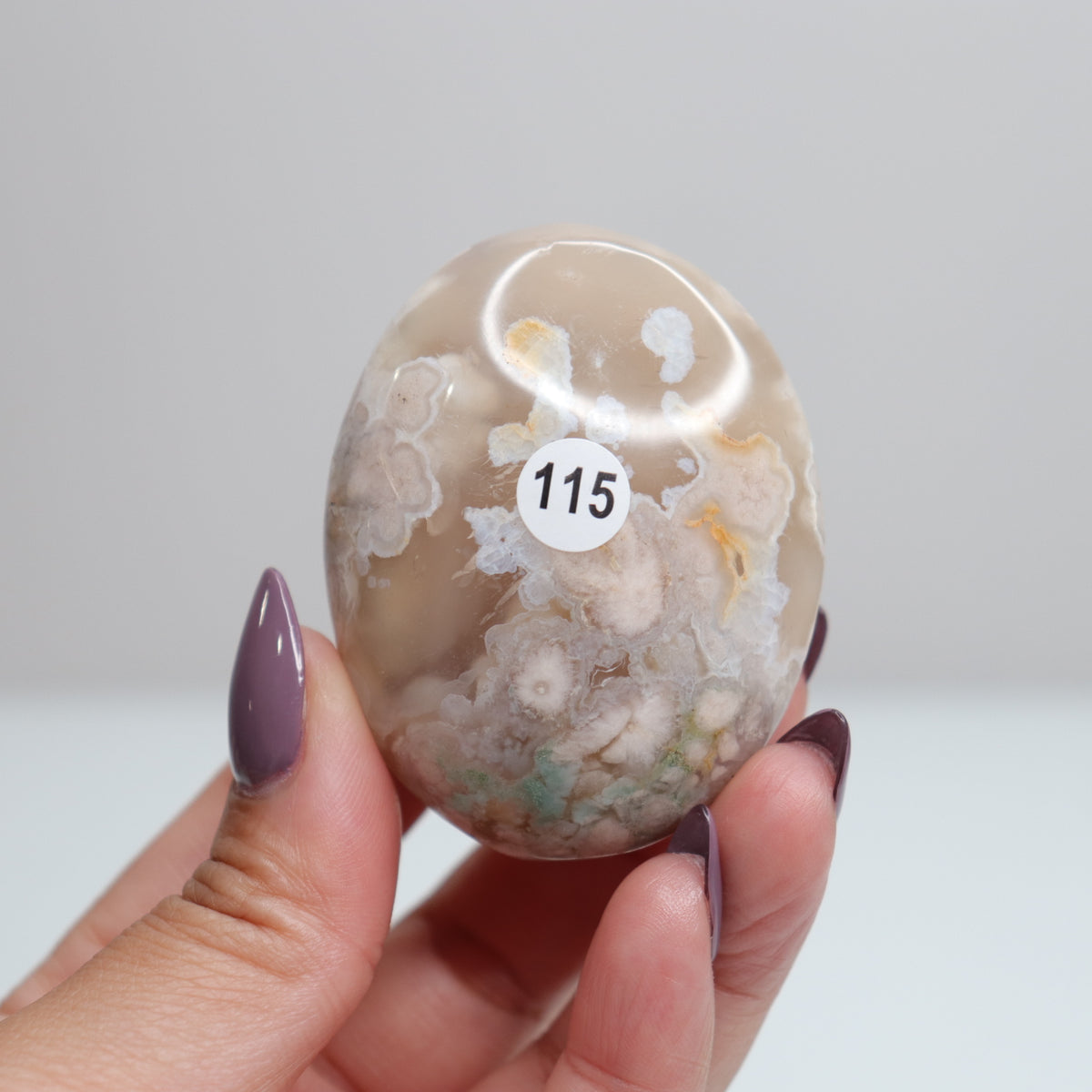 Flower Agate Palm Stone 115