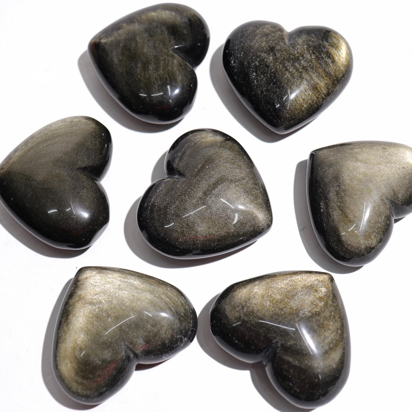 Black Obsidian Hearts | Golden Sheen