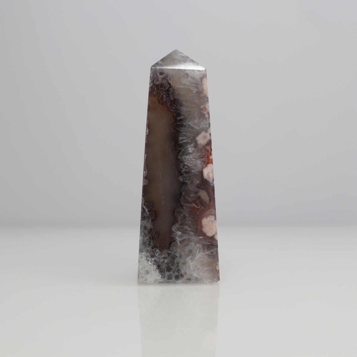 Black Flower Agate & Quartz Tower | 7