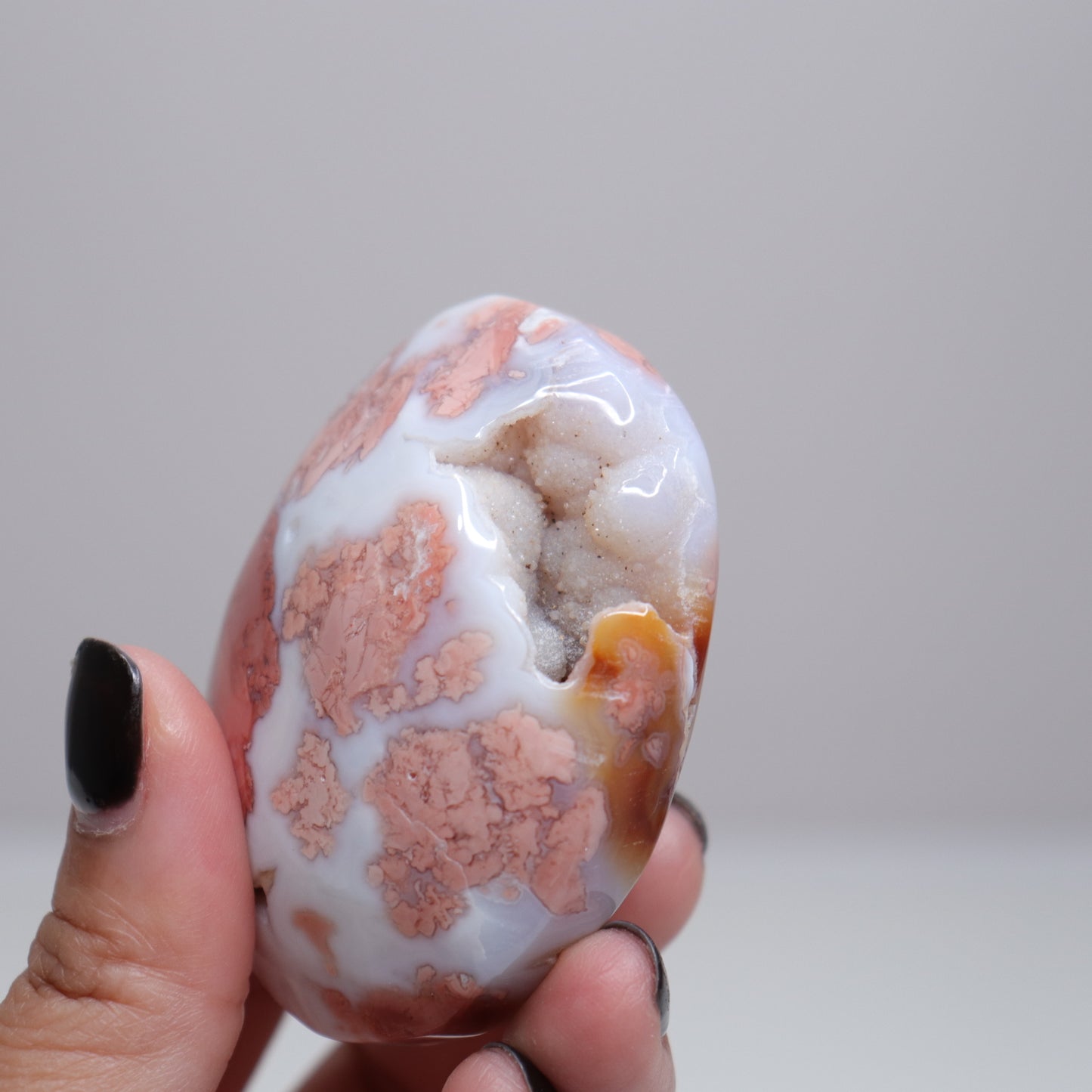Pink Agate Palm Stone | 6