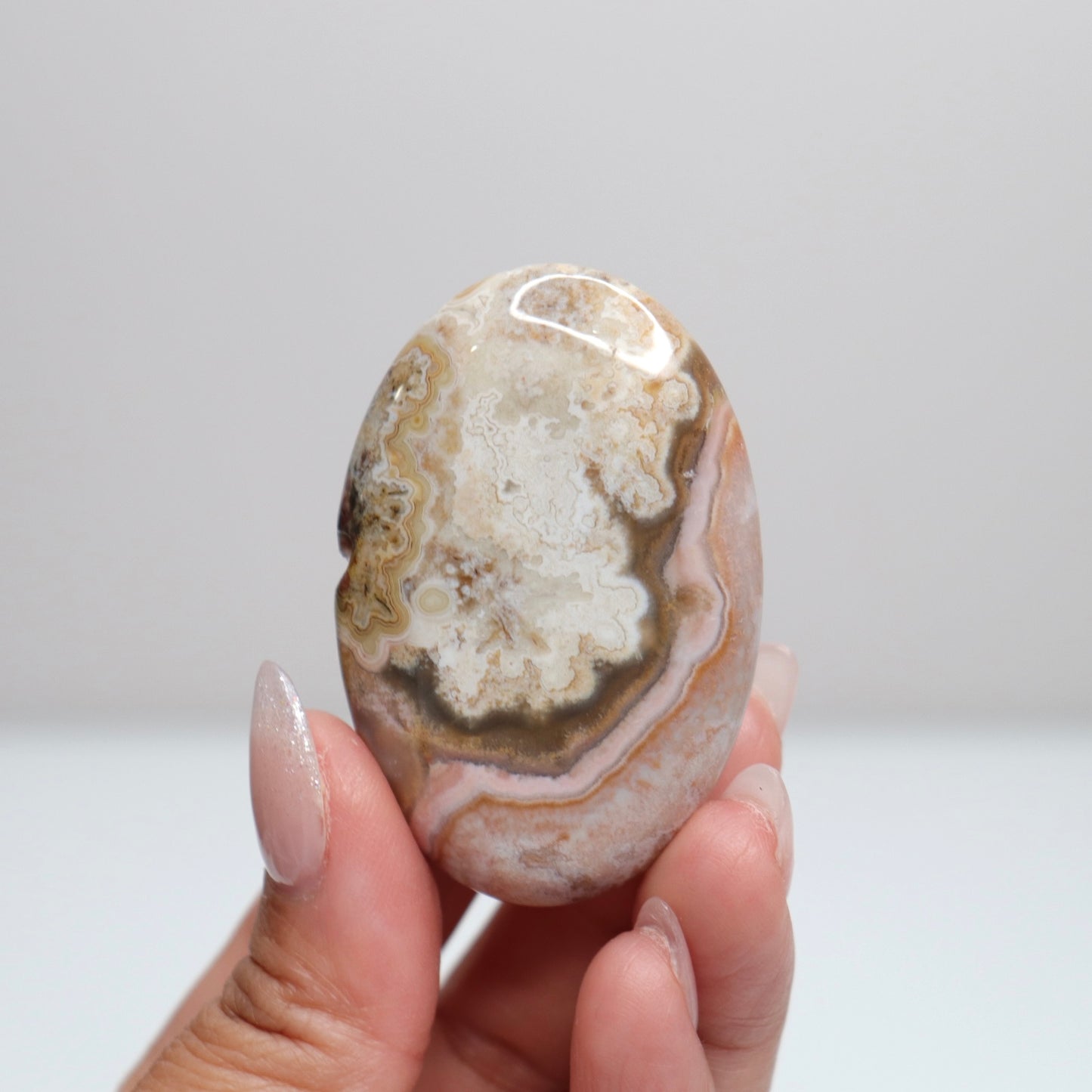 Mexican Lace Agate Palm Stone | A