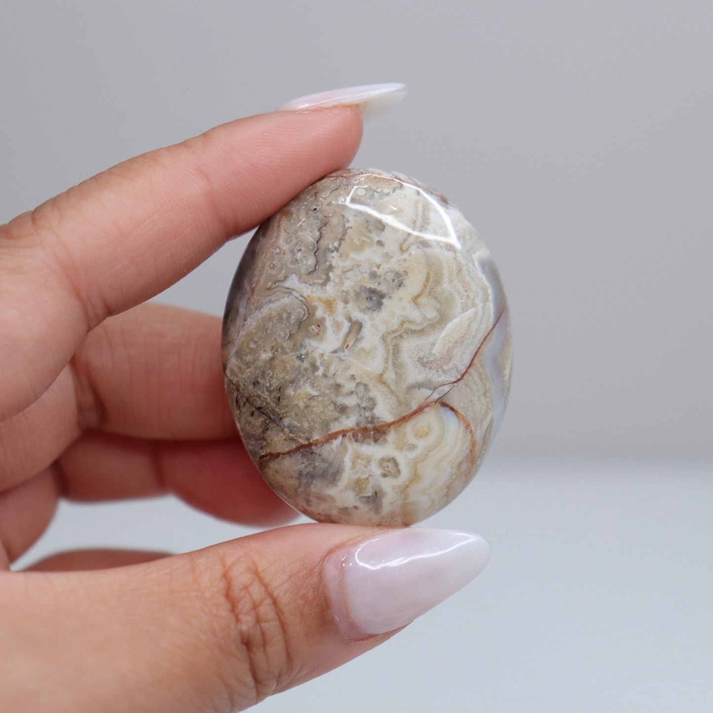 Mexican Lace Agate Palm Stone | 45