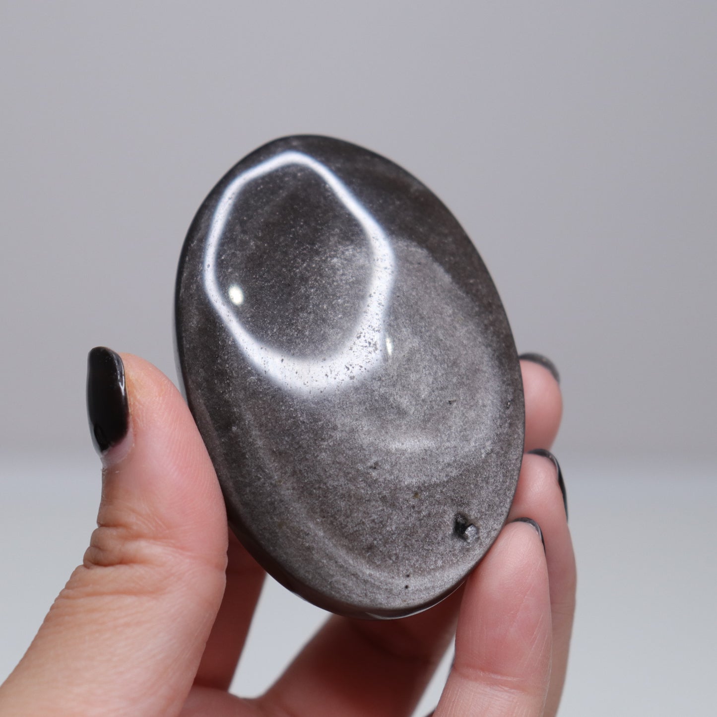 Silver Sheen Obsidian Palm Stone | 5