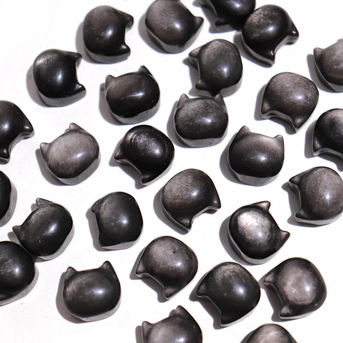 Black Obsidian Cats | Silver Sheen