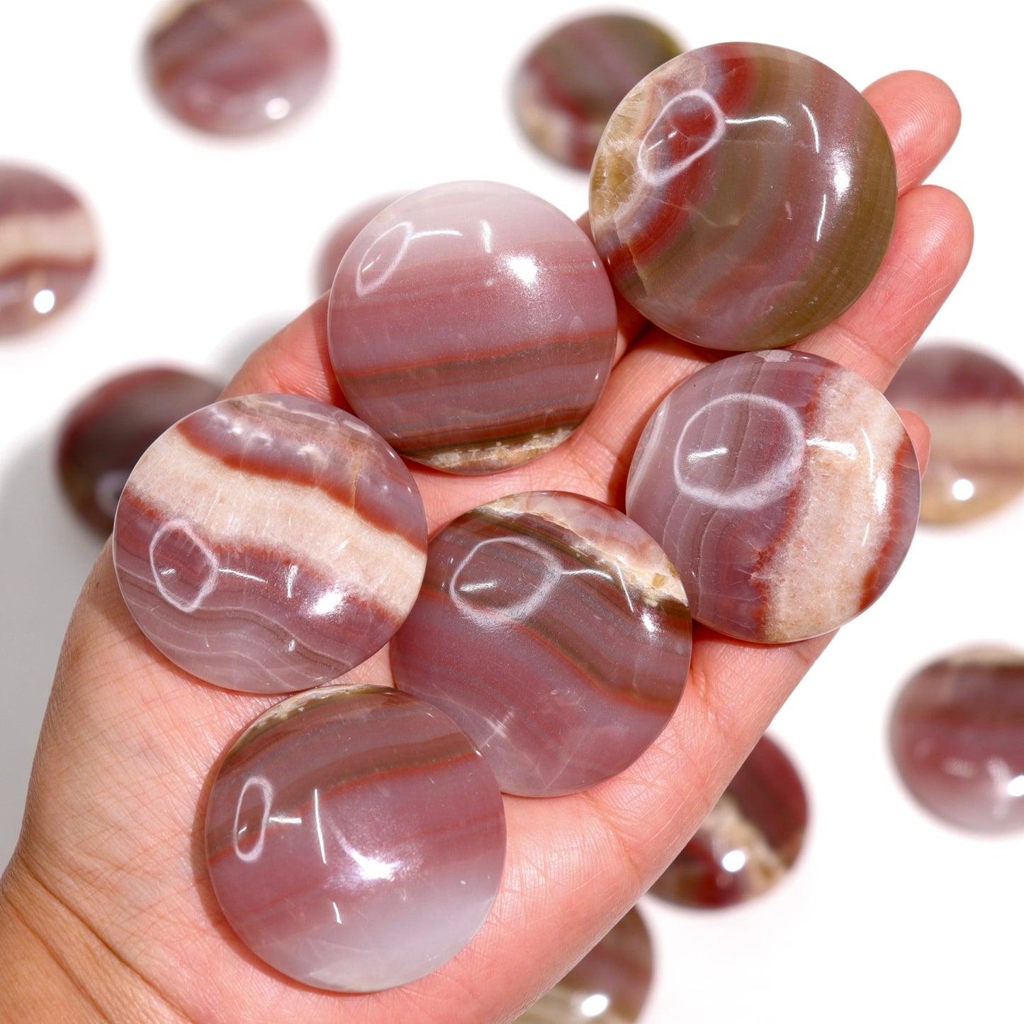 Pink Banded Calcite Flat Stones