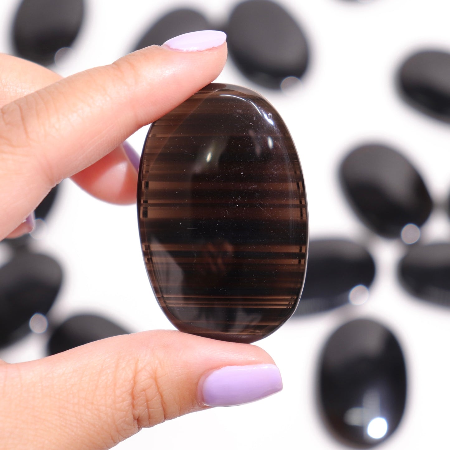 Midnight Lace Obsidian Flat Palm Stones