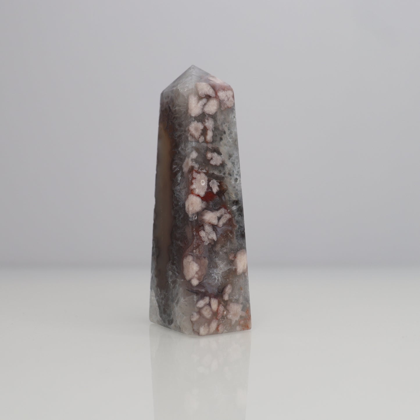 Black Flower Agate & Quartz Tower | 7