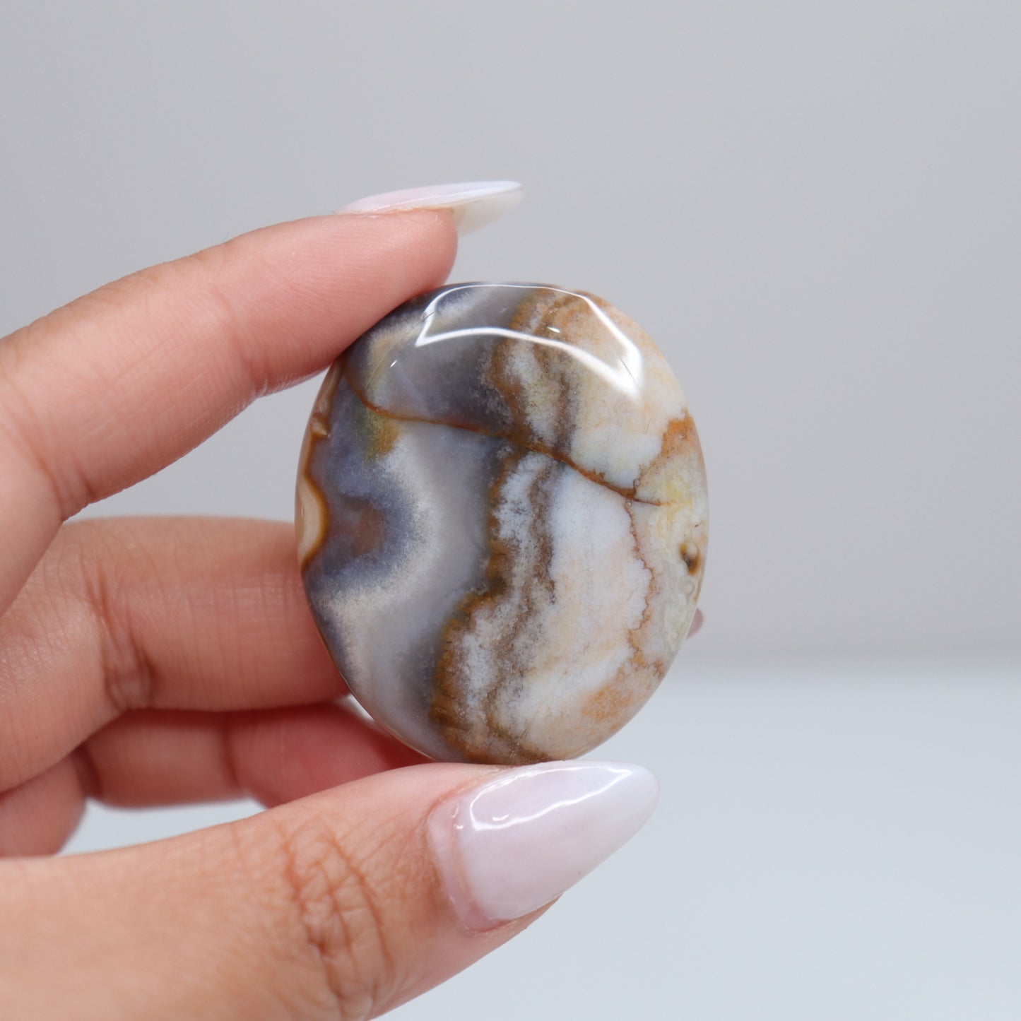 Mexican Lace Agate Palm Stone | 54