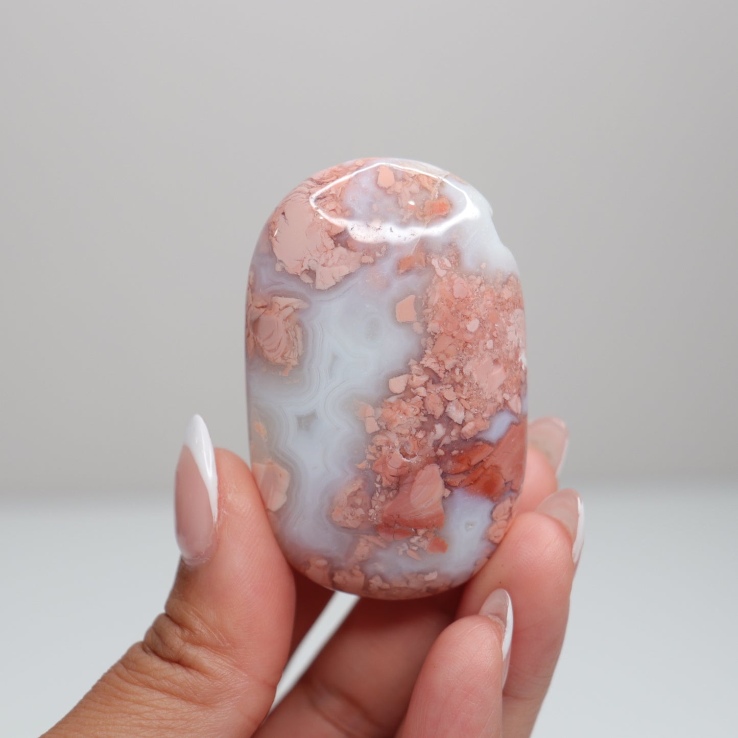 Pink Agate Palm Stone C
