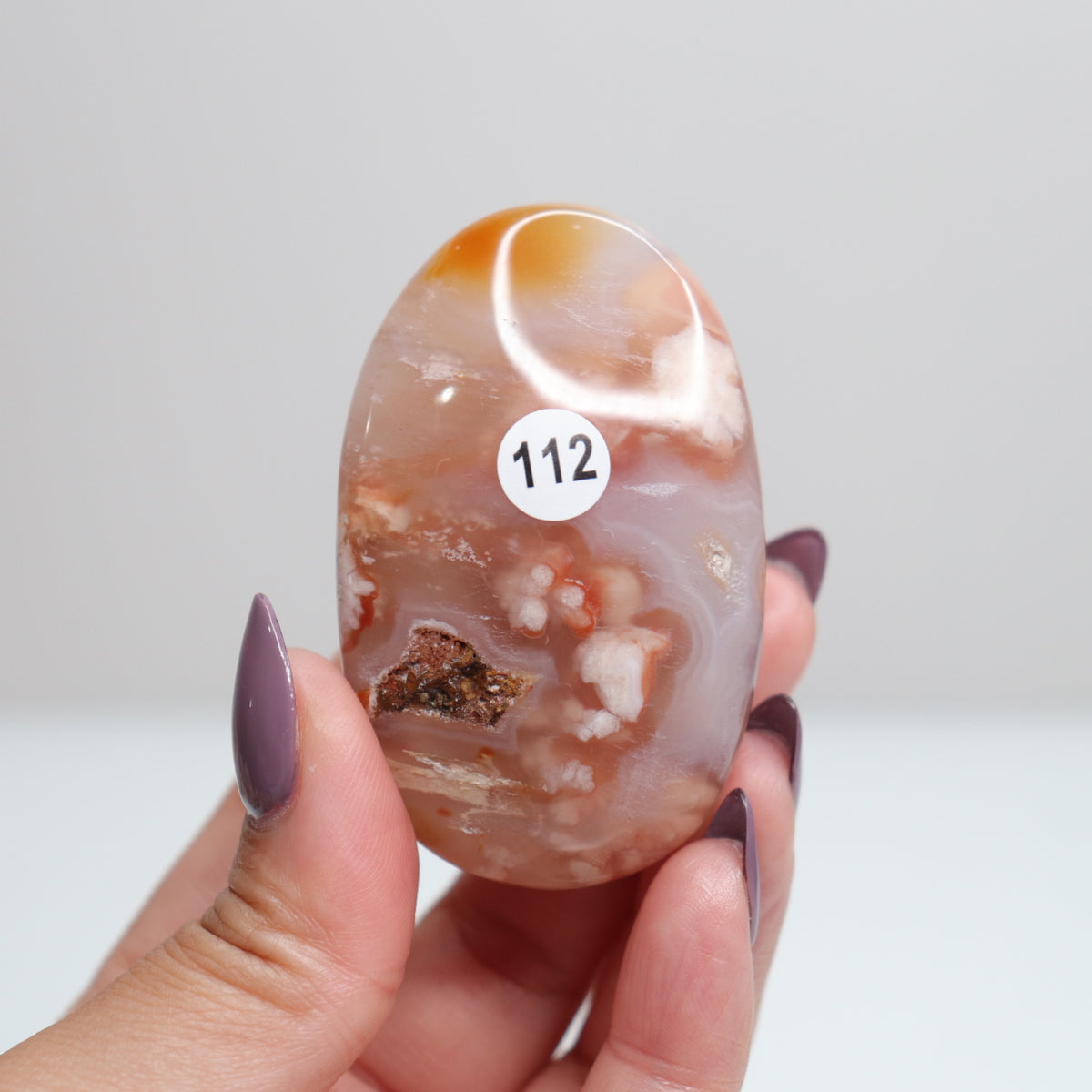 Flower Agate Palm Stone 112