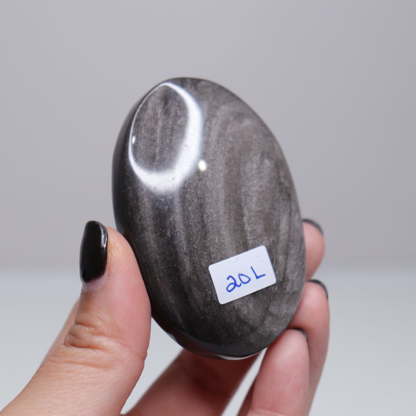 Silver Sheen Obsidian Palm Stone | 4