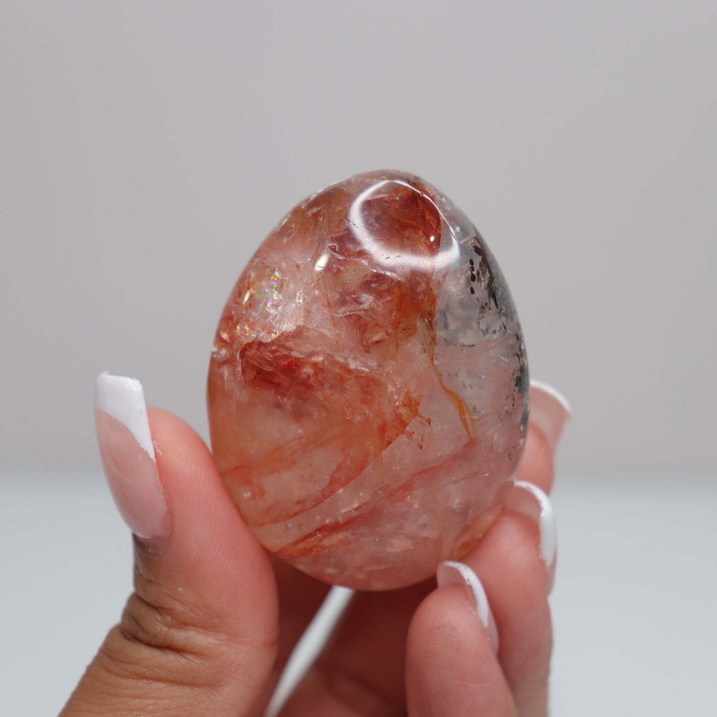 Hematoid Quartz w/Pyrite Palm Stone | 12